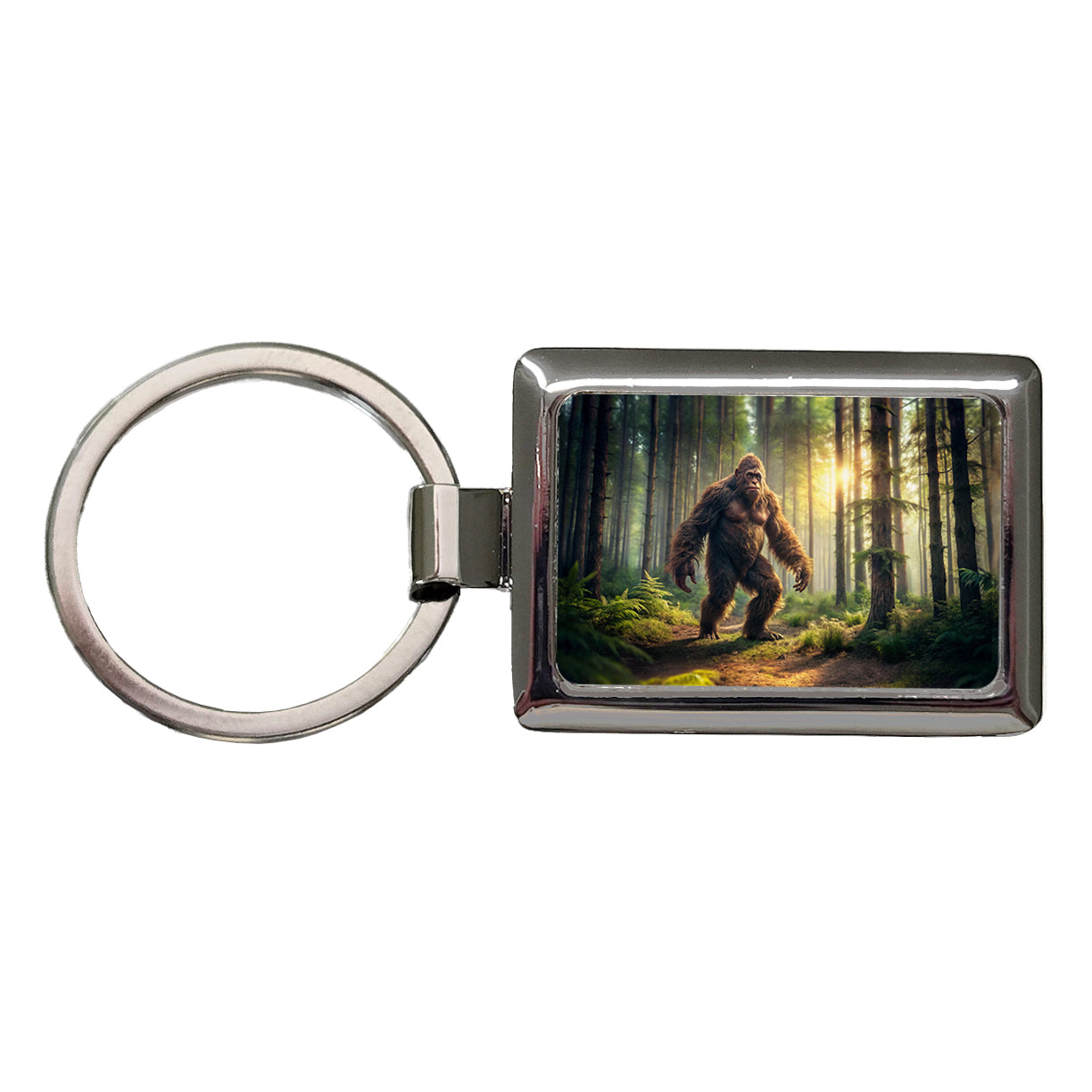 Big Foot Strolling Through The Forest Rectangle Metal Keychain