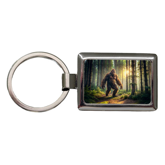 Big Foot Strolling Through The Forest Rectangle Metal Keychain
