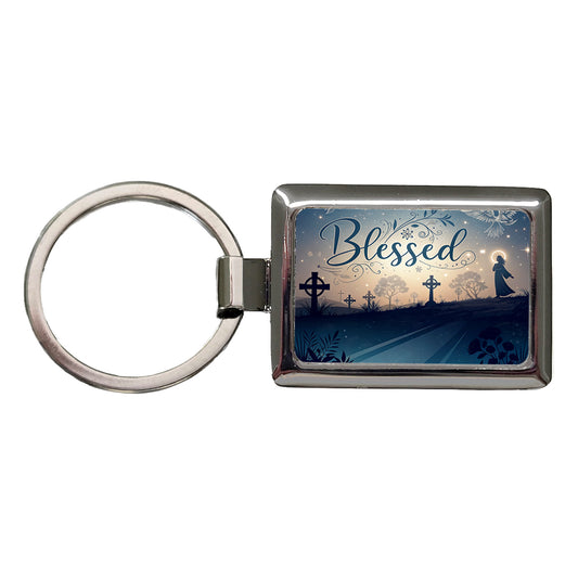Blessed Religious Crosses Rectangle Metal Keychain