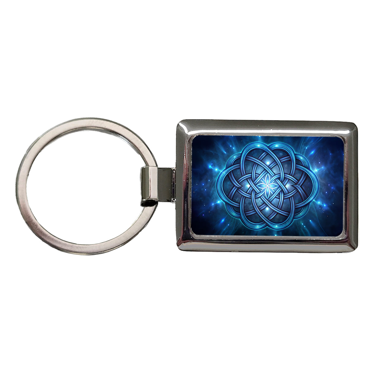Blue Celtic Knot Eternity Love Rectangle Metal Keychain