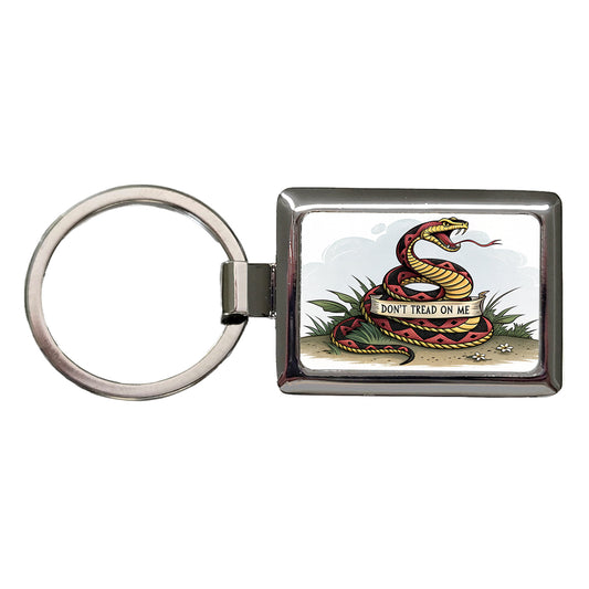 Don't Tread On Me Snake Rectangle Metal Keychain
