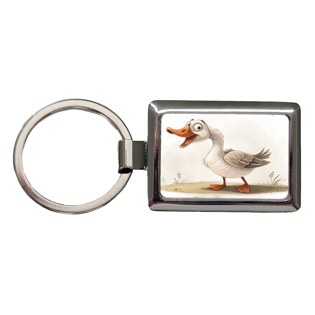 Funny Silly Goose Rectangle Metal Keychain