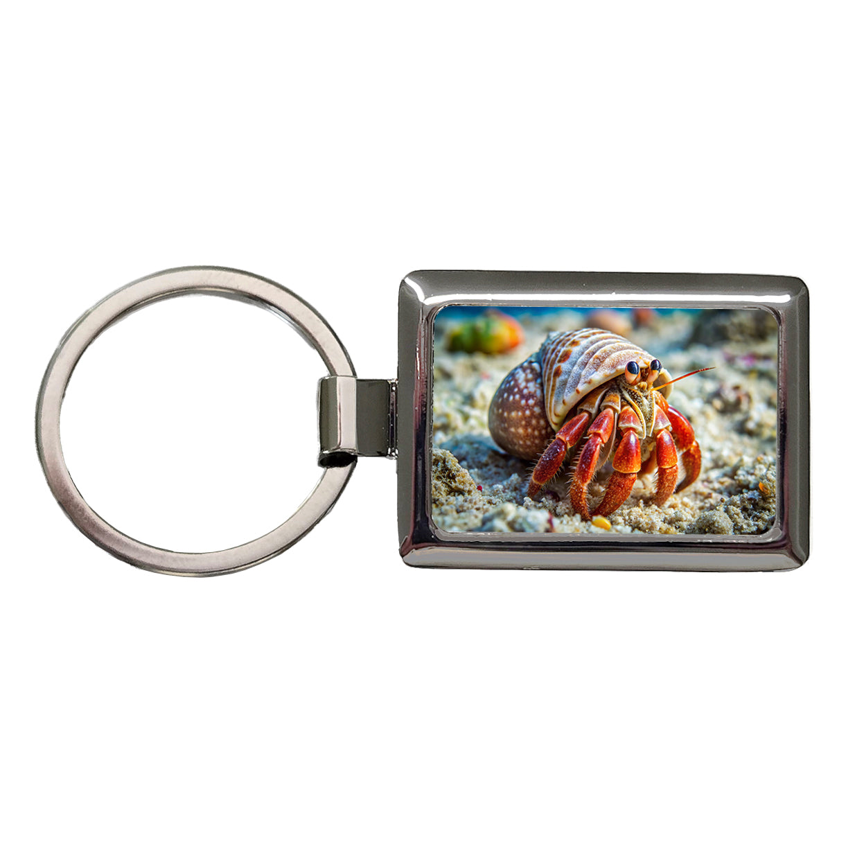 Hermit Crab in the Ocean Rectangle Metal Keychain