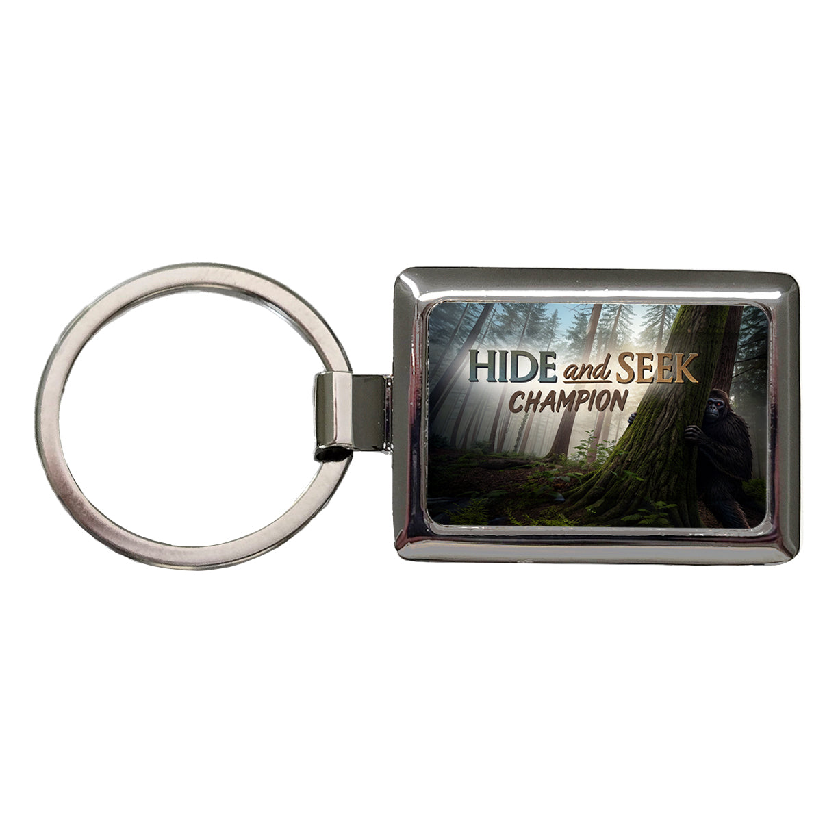 Hide And Seek Champion Big Foot Hiding Rectangle Metal Keychain