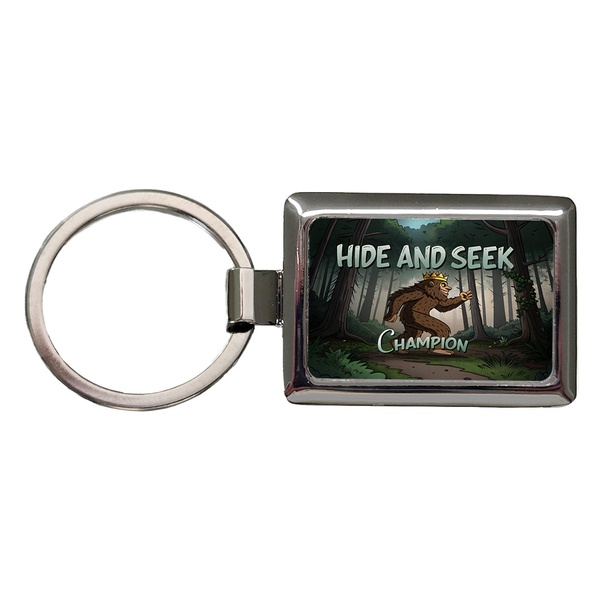 Hide And Seek Champion Big Foot With Crown Rectangle Metal Keychain