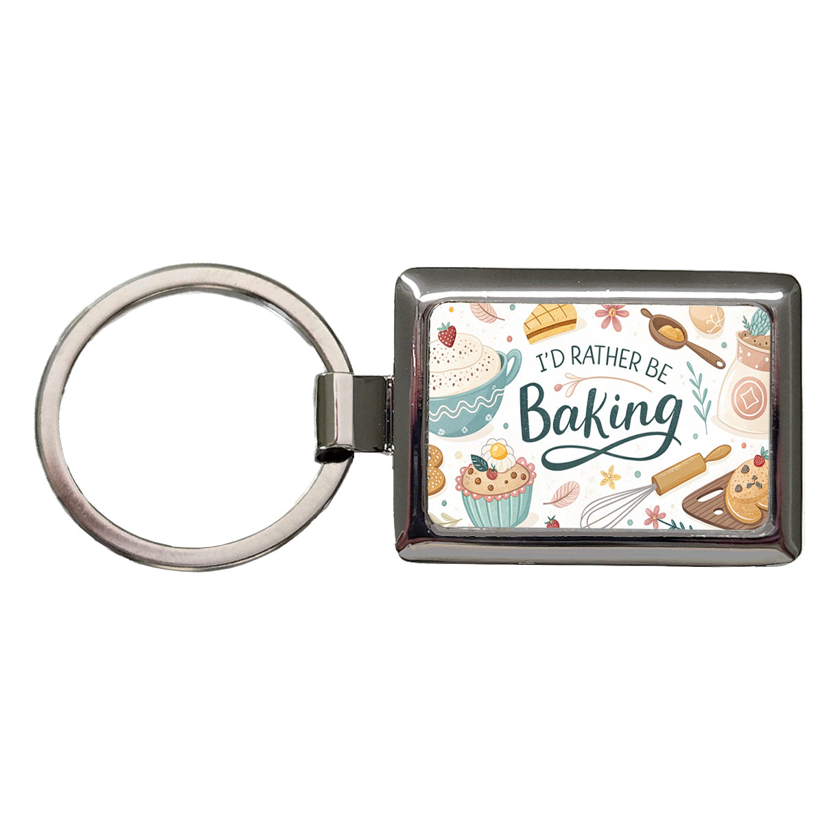 I'd Rather Be Baking Rectangle Metal Keychain