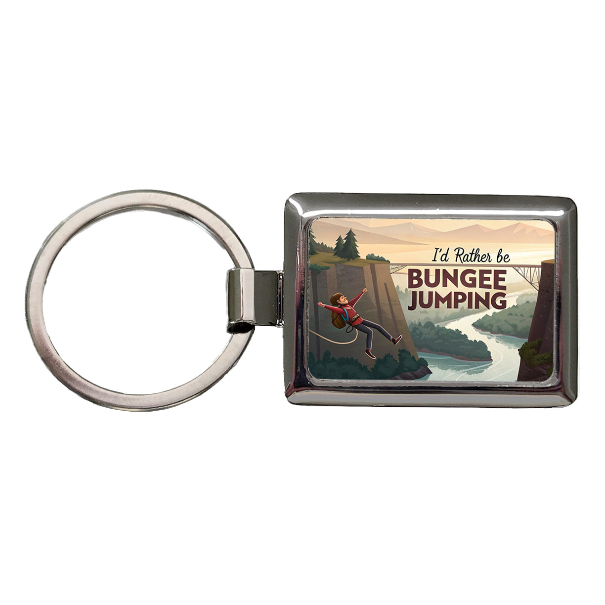 I'd Rather Be Bungee Jumping Rectangle Metal Keychain