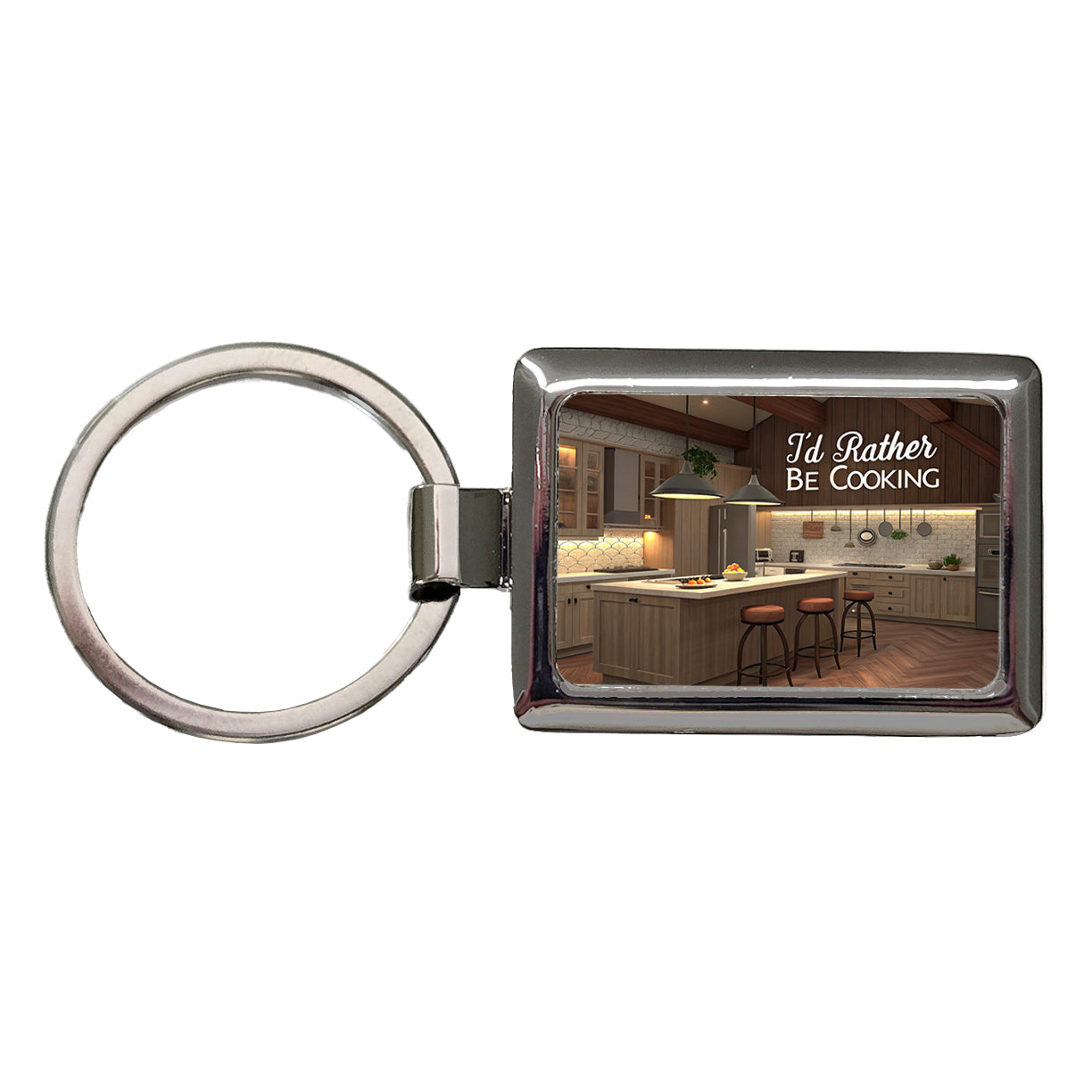 I'd Rather Be Cooking Kitchen Rectangle Metal Keychain