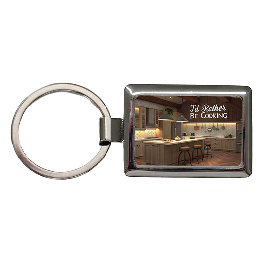 I'd Rather Be Cooking Kitchen Rectangle Metal Keychain