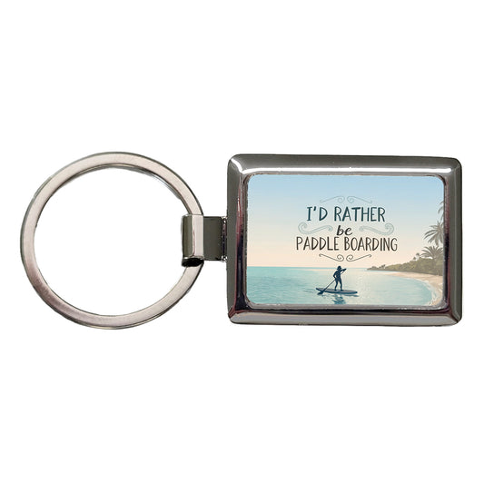 I'd Rather Be Paddle Boarding Rectangle Metal Keychain