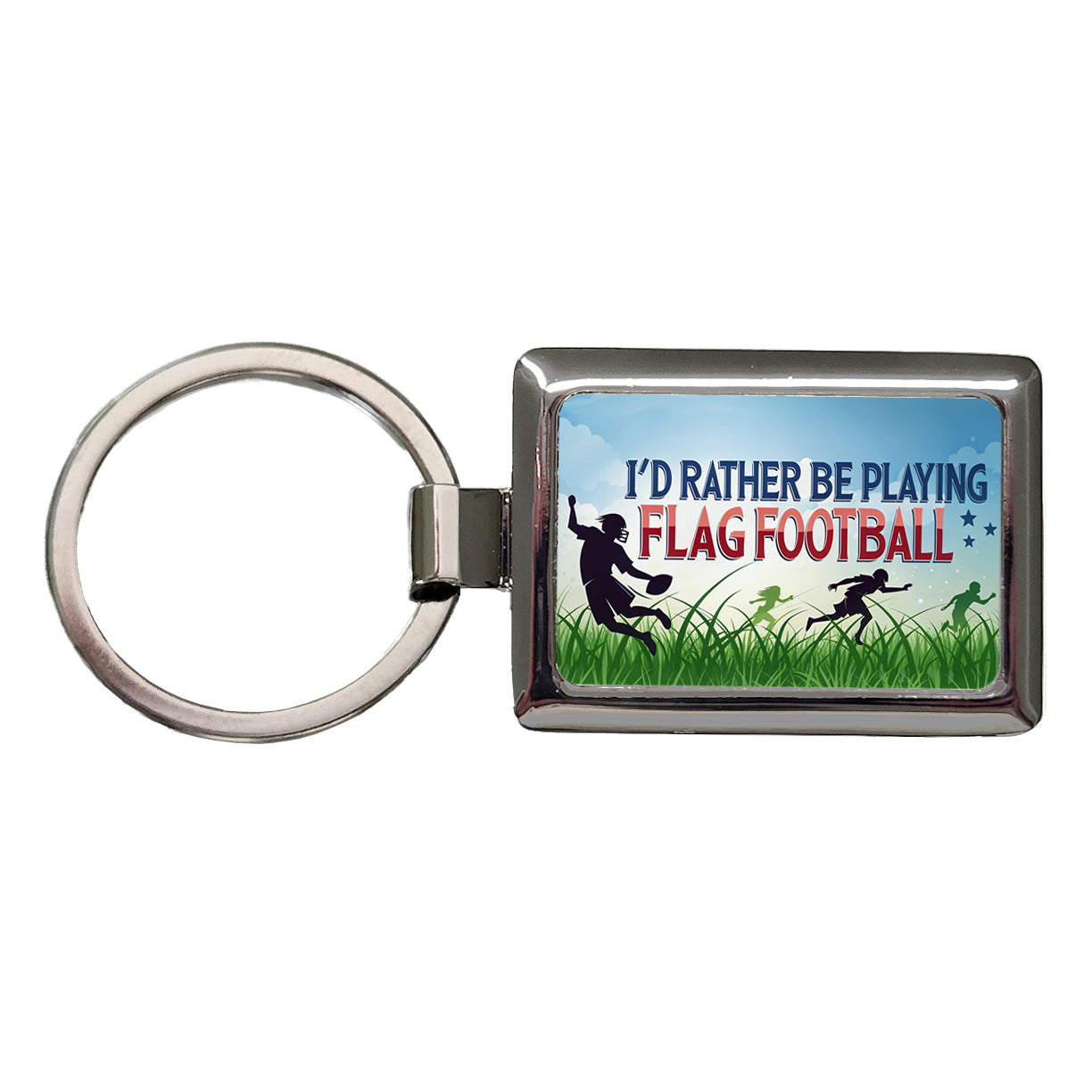 I'd Rather Be Playing Flag Football Rectangle Metal Keychain