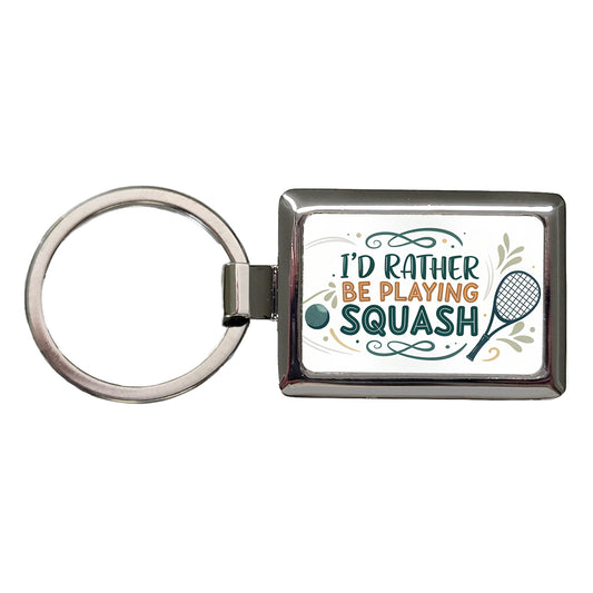 I'd Rather Be Playing Squash Rectangle Metal Keychain