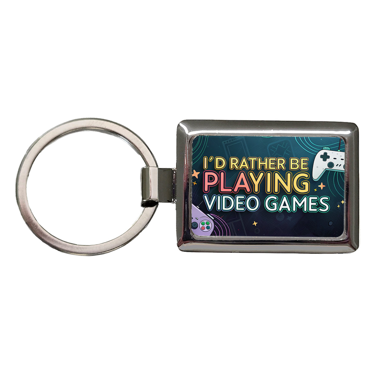 I'd Rather Be Playing Video Games Rectangle Metal Keychain