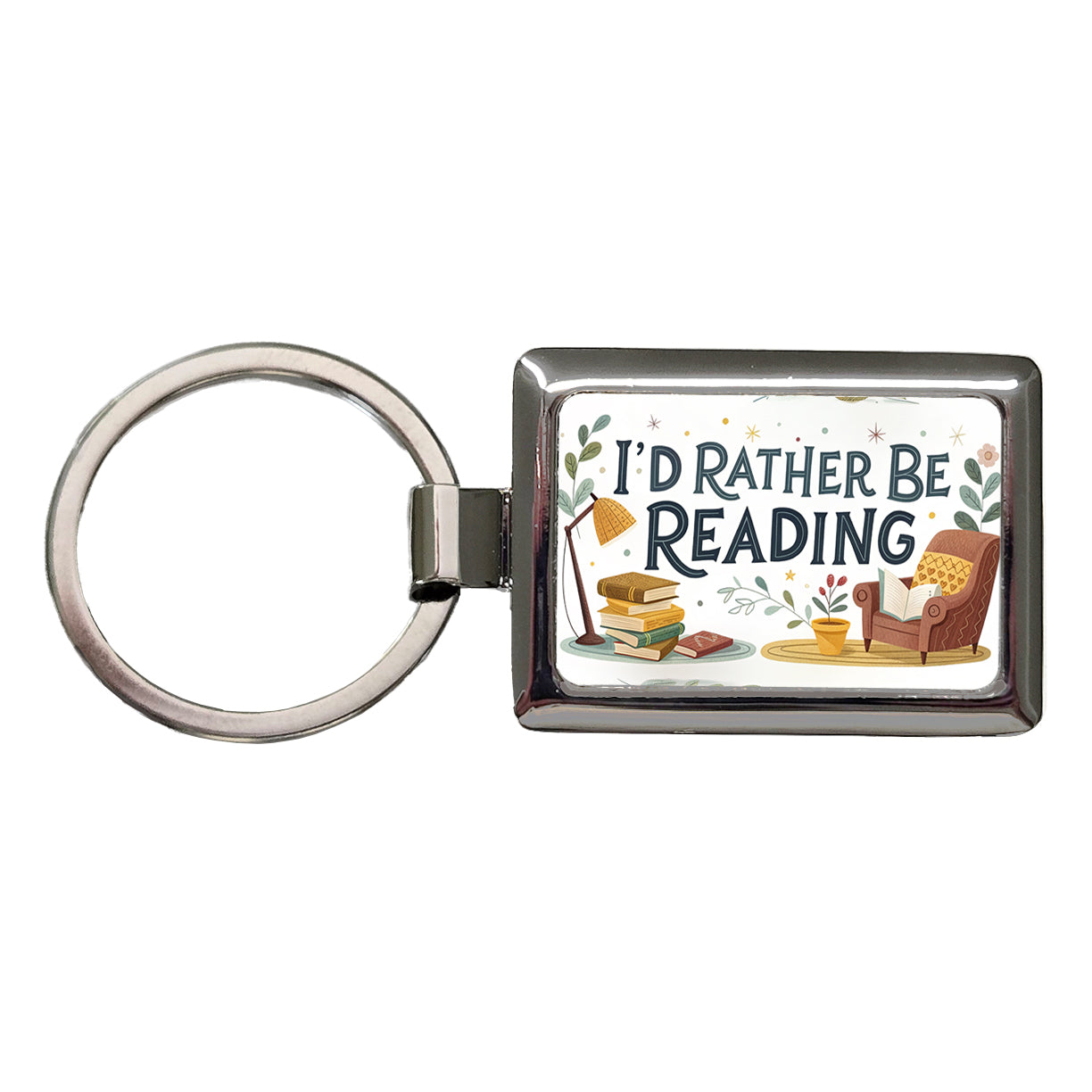 I'd Rather Be Reading Rectangle Metal Keychain