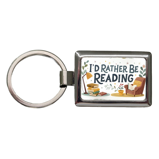 I'd Rather Be Reading Rectangle Metal Keychain