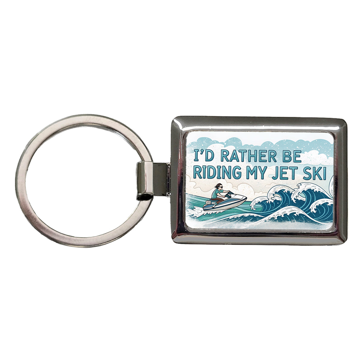 I'd Rather Be Riding My Jet Ski Rectangle Metal Keychain