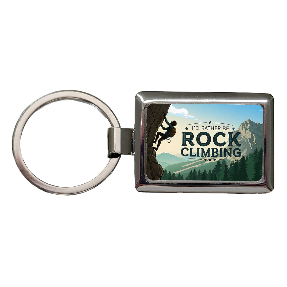 I'd Rather Be Rocking Climbing Rectangle Metal Keychain