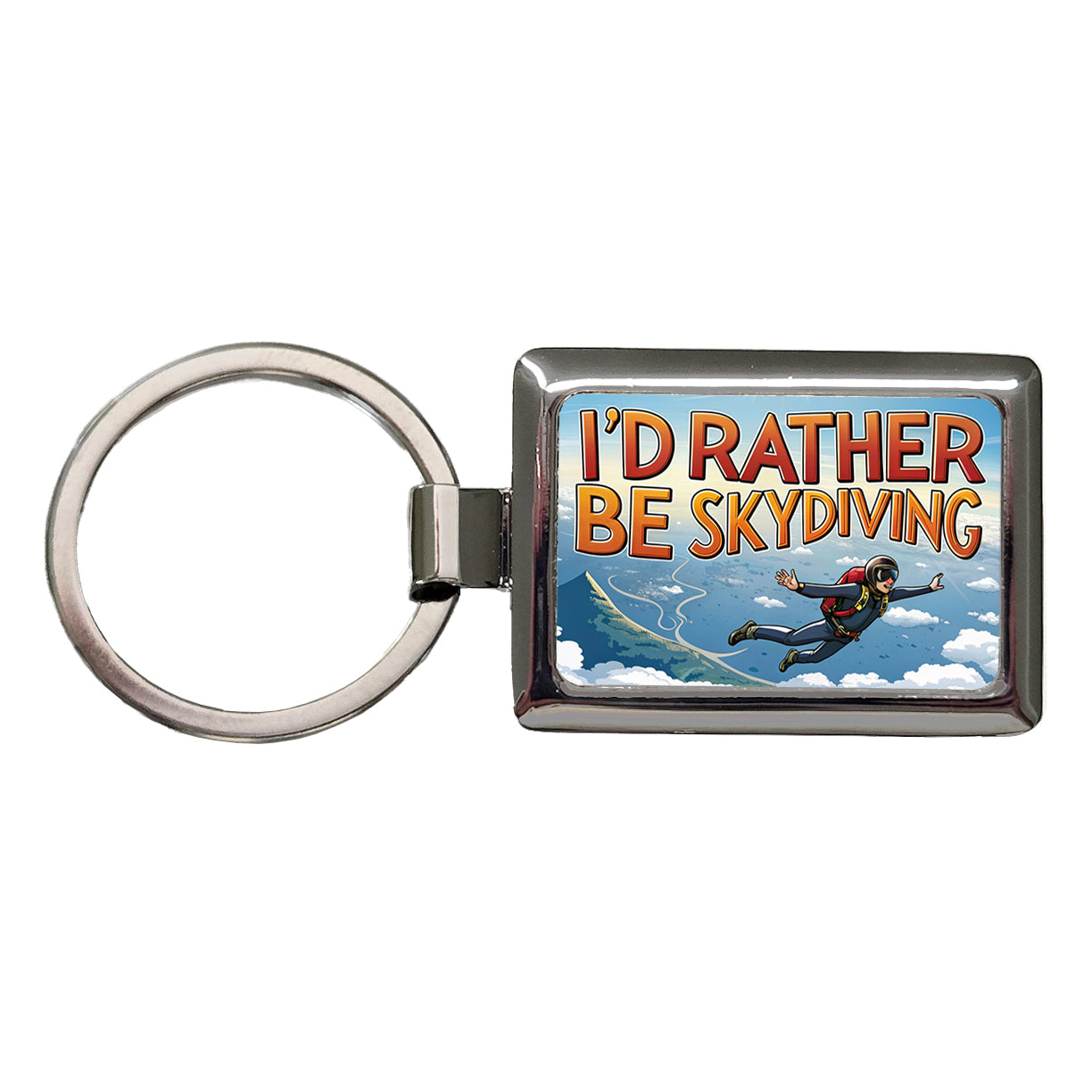 I'd Rather Be Skydiving Skydiver Rectangle Metal Keychain