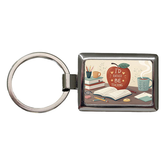 I'd Rather Be Teaching Apple Books Desk Rectangle Metal Keychain