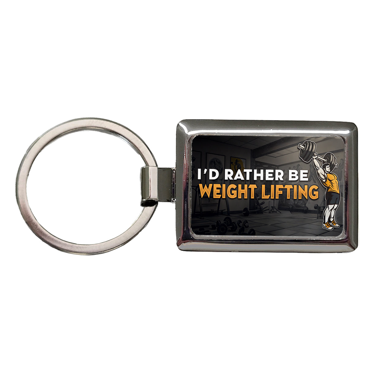 I'd Rather Be Weight Lifting Gym Rectangle Metal Keychain