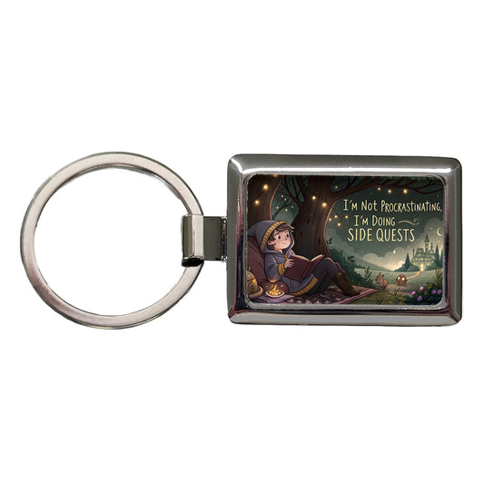 I'm Not Procrastinating Doing Side Quests Funny Fantasy Rectangle Metal Keychain