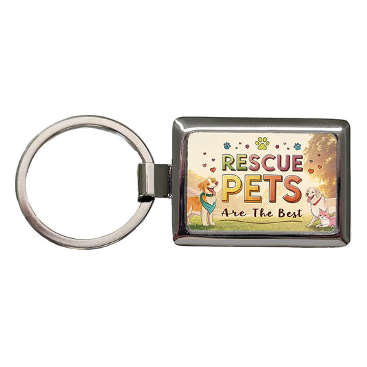 Rescue Pets Are The Best Adopt Dog Cat Rectangle Metal Keychain