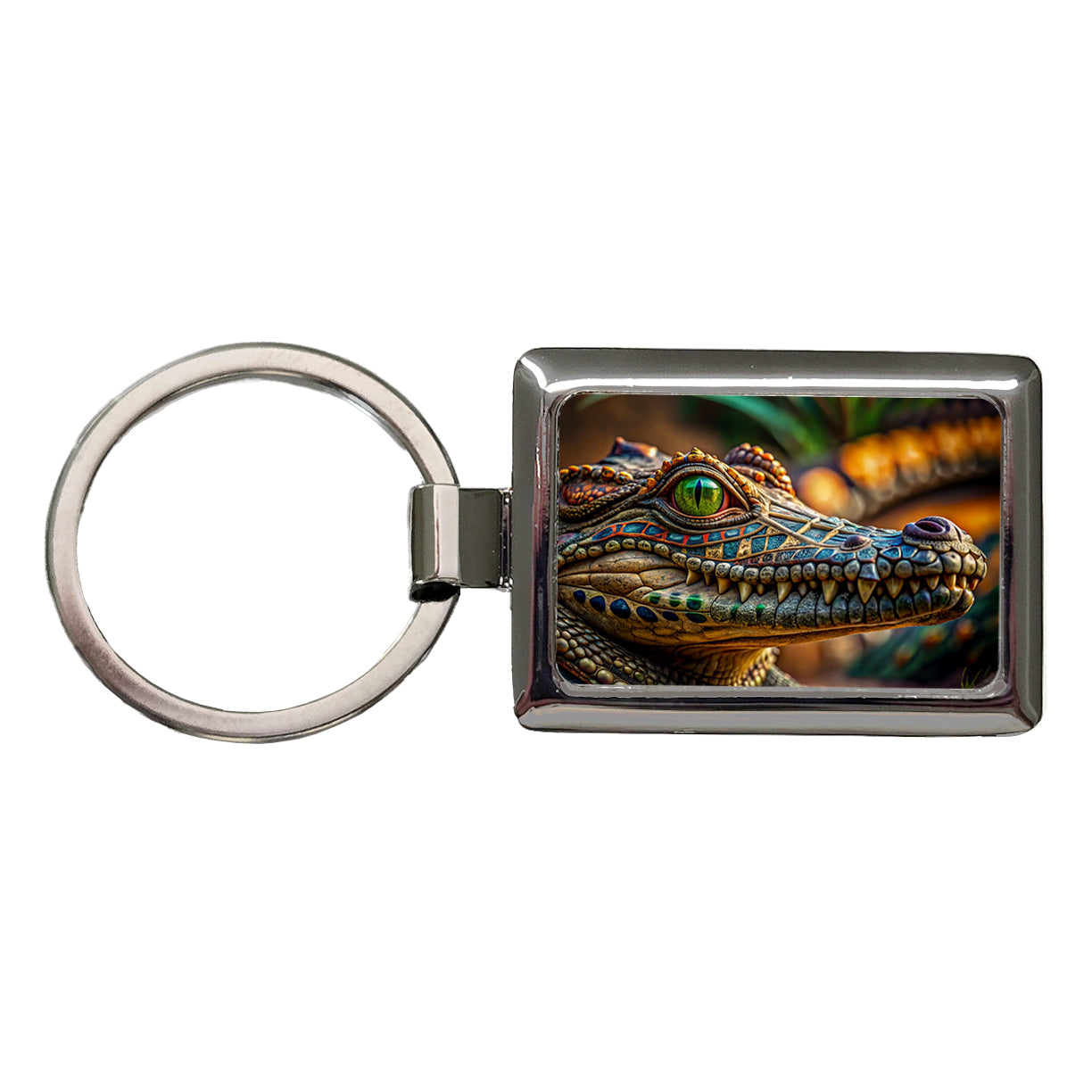 Stylish Colorful Alligator Head Rectangle Metal Keychain