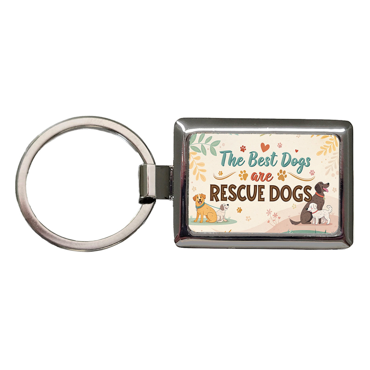 The Best Dogs Are Rescue Dogs Adopt Rectangle Metal Keychain