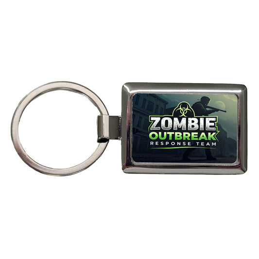 Zombie Outbreak Response Team Biohazard Design Rectangle Metal Keychain
