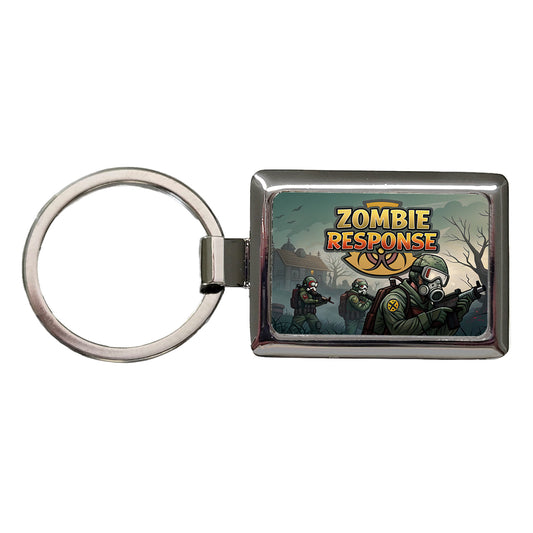 Zombie Response Unit Biohazard Cartoon Rectangle Metal Keychain