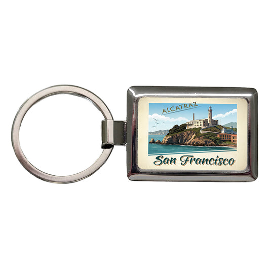 Alcatraz San Francisco Prison Travel Stamp Rectangle Metal Keychain