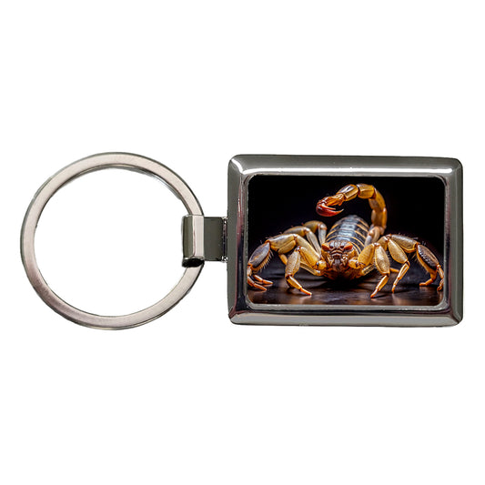 Angry Scorpion Black Background Rectangle Metal Keychain