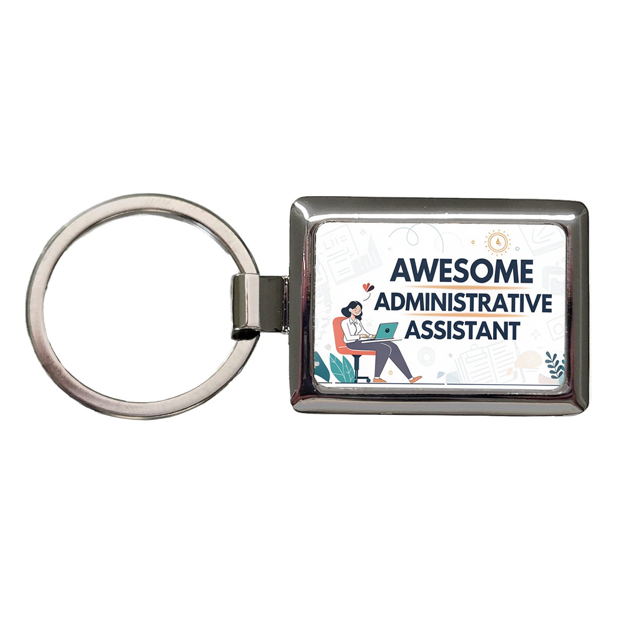 Awesome Administrative Assistant Inspirational Rectangle Metal Keychain