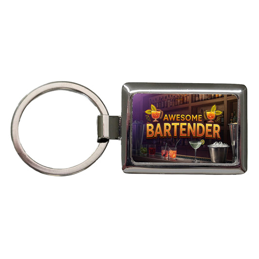 Awesome Bartender Inspirational Rectangle Metal Keychain