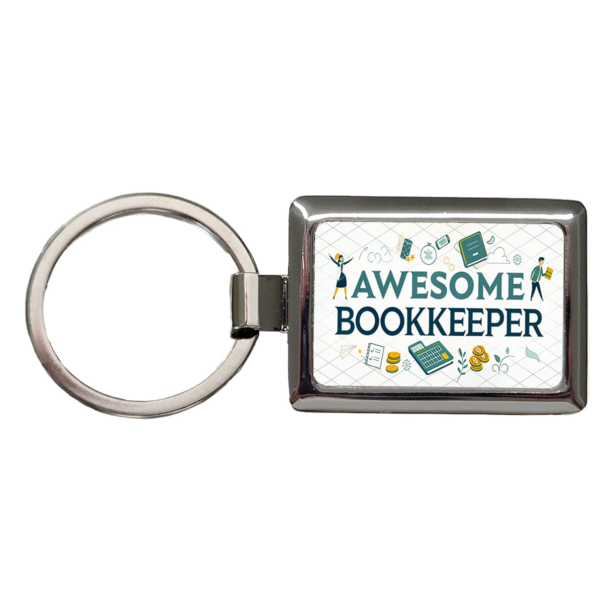 Awesome Bookkeeper Inspirational Rectangle Metal Keychain
