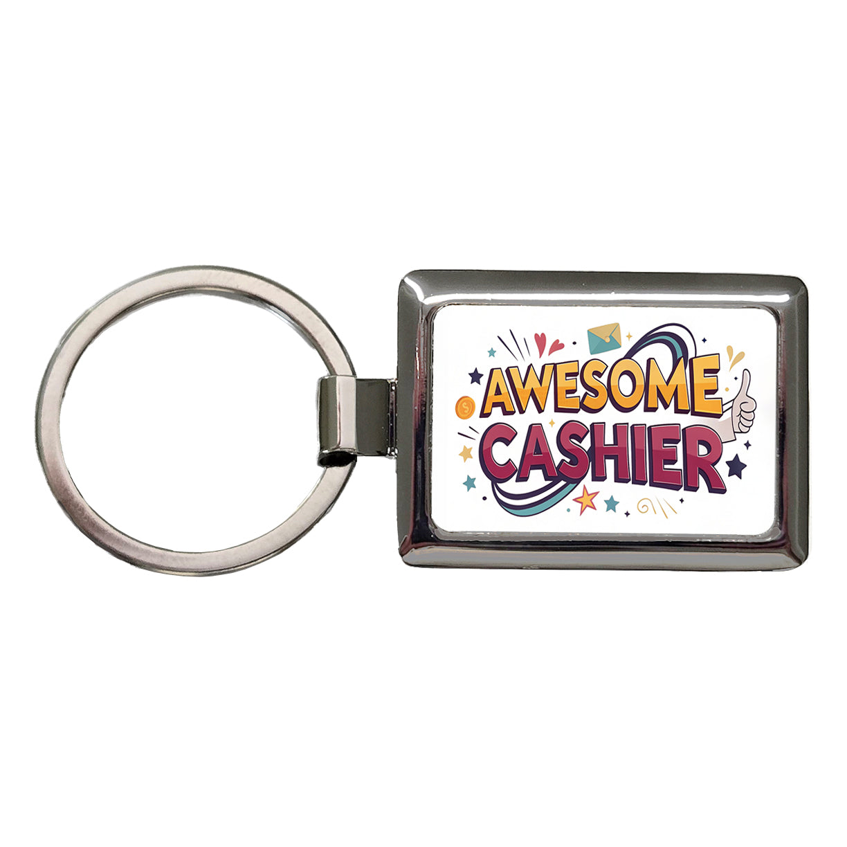 Awesome Cashier Inspirational Rectangle Metal Keychain