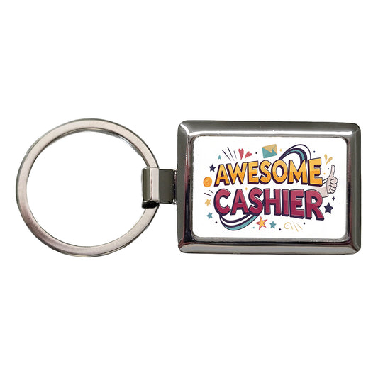 Awesome Cashier Inspirational Rectangle Metal Keychain