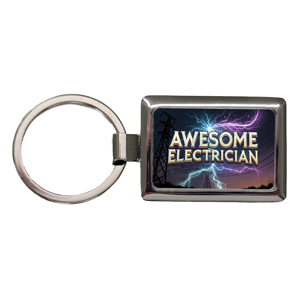Awesome Electrician Inspirational Rectangle Metal Keychain