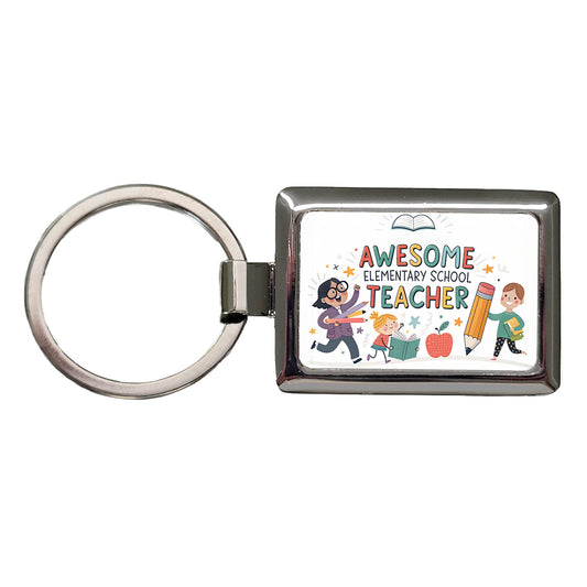 Awesome Elementary School Teacher Inspirational Rectangle Metal Keychain