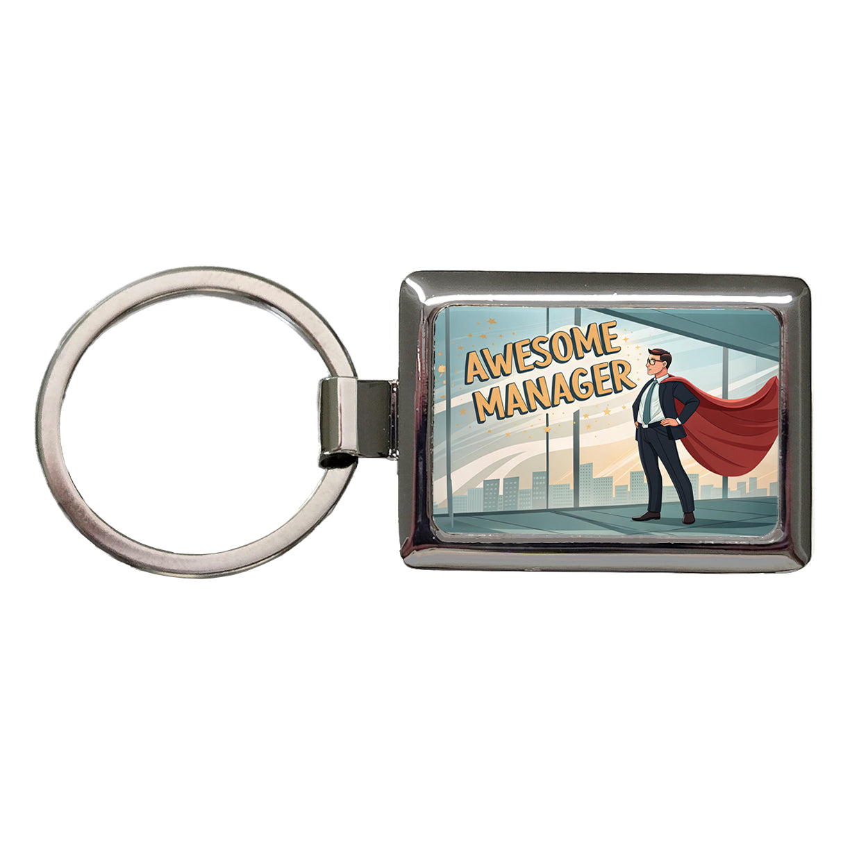 Awesome Manager Man Male Inspirational Rectangle Metal Keychain