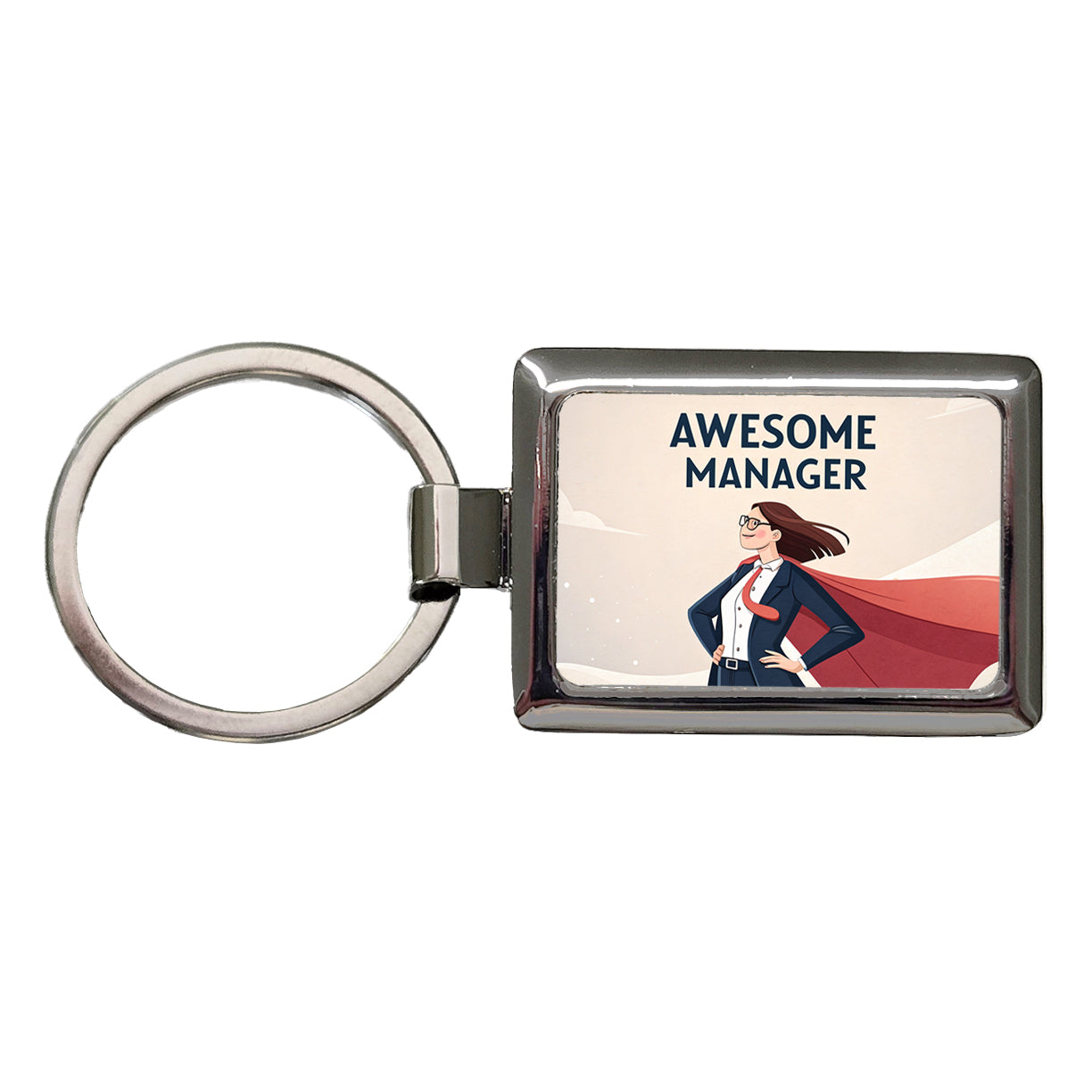 Awesome Manager Woman Female Inspirational Rectangle Metal Keychain