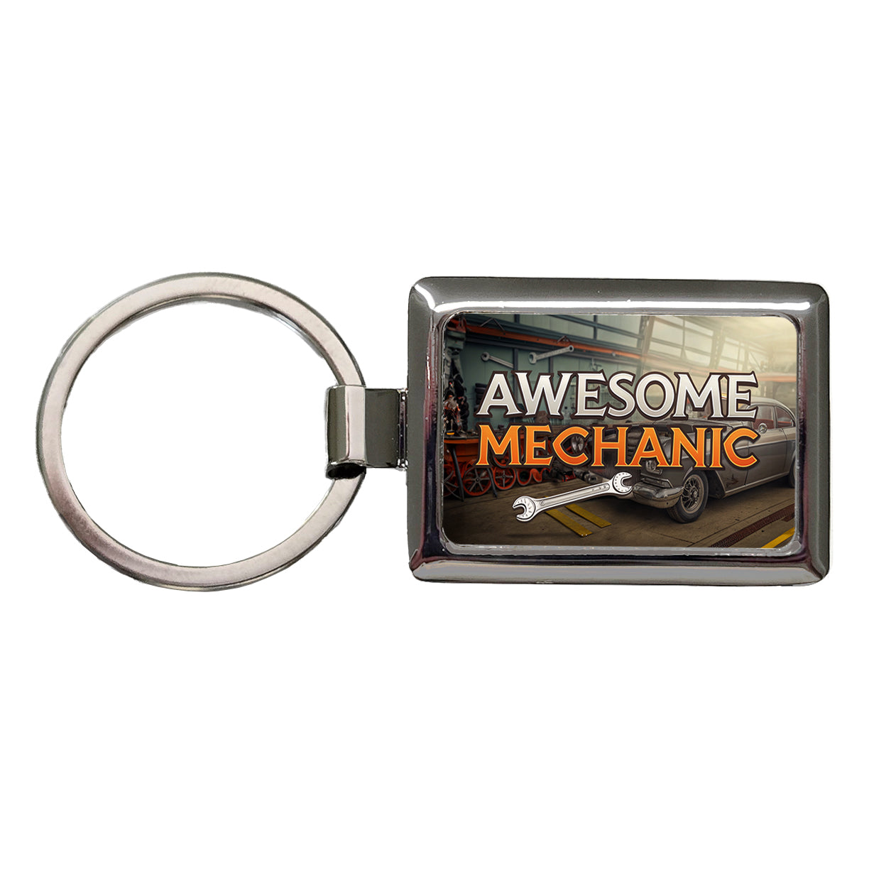 Awesome Mechanic Automotive Garage Inspirational Rectangle Metal Keychain