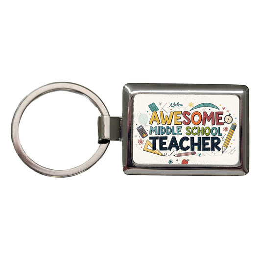 Awesome Middle School Teacher Inspirational Rectangle Metal Keychain