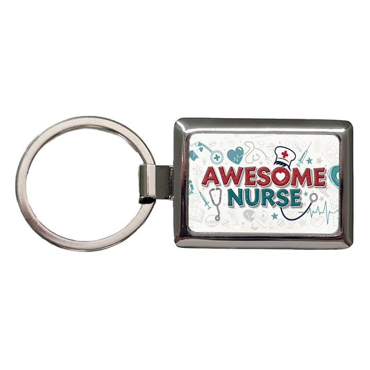 Awesome Nurse Inspirational Rectangle Metal Keychain