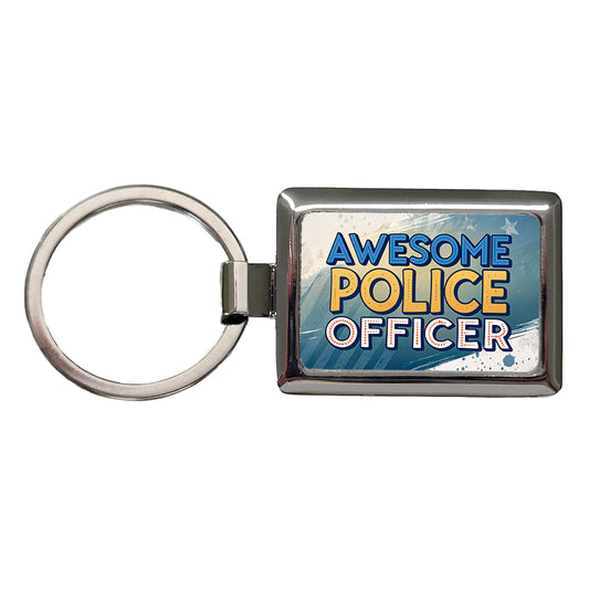 Awesome Police Officer Inspirational Rectangle Metal Keychain
