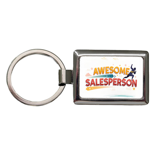 Awesome Salesperson Inspirational Superhero Rectangle Metal Keychain