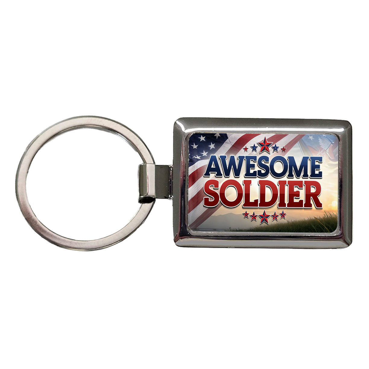 Awesome Soldier Patriotic Military Inspirational Rectangle Metal Keychain