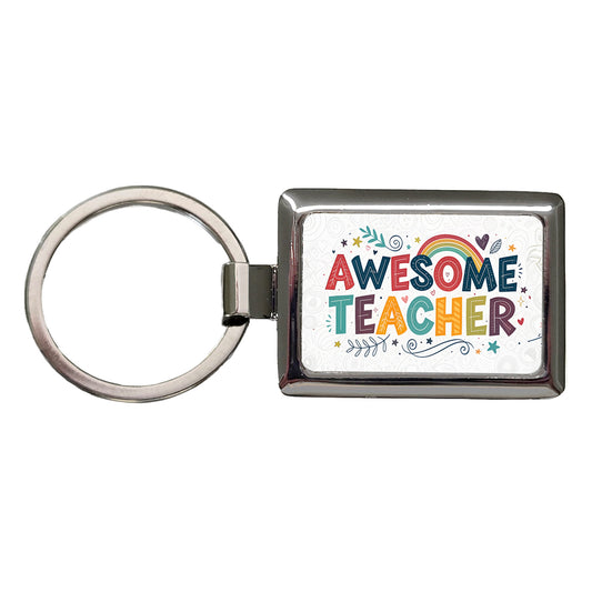 Awesome Teacher Inspirational Rectangle Metal Keychain