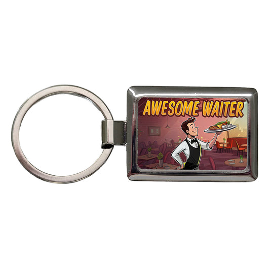 Awesome Waiter Inspirational Food Server Rectangle Metal Keychain