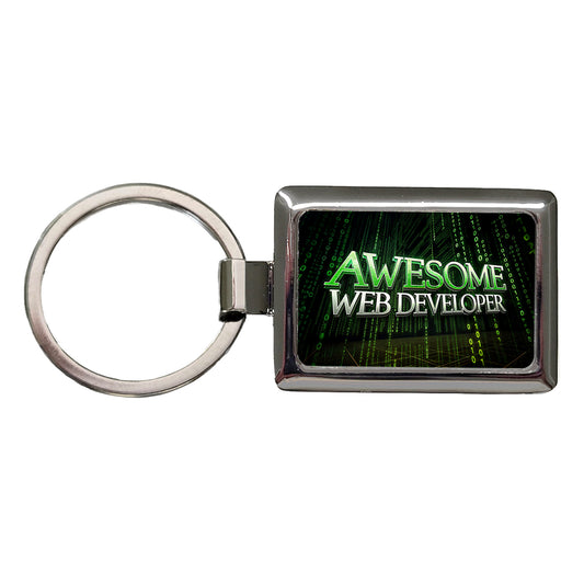 Awesome Web Developer Inspirational Rectangle Metal Keychain
